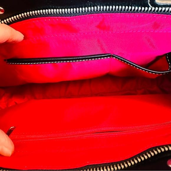 UNBRANDED BROWN SUEDE BLACK TRIM & HANDLES LIKE NEW 8” DROP HANDBAG PURSE BAG - Picture 8 of 9